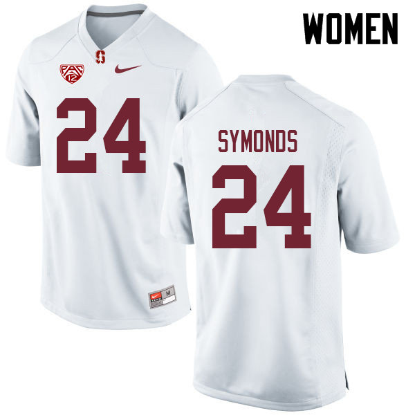 Women #24 Jay Symonds Stanford Cardinal College Football Jerseys Sale-White - Click Image to Close